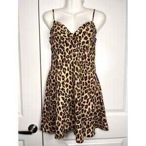 Zara A Line Strappy Mini Dress Animal Cheetah Print Size Large